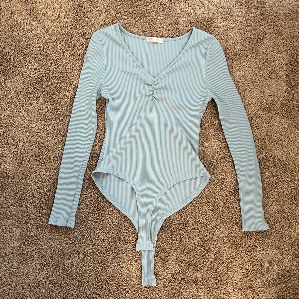 ROMWE blue ribbed bodysuit